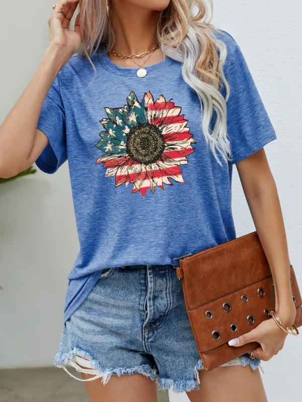 US Flag Flower Graphic Tee sold by Gigi Laurent