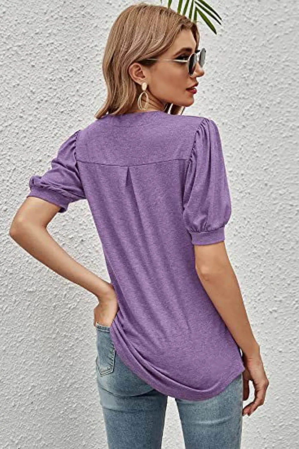Notched Neck Puff Sleeve Tee sold by Gigi Laurent product image thumbnail 2