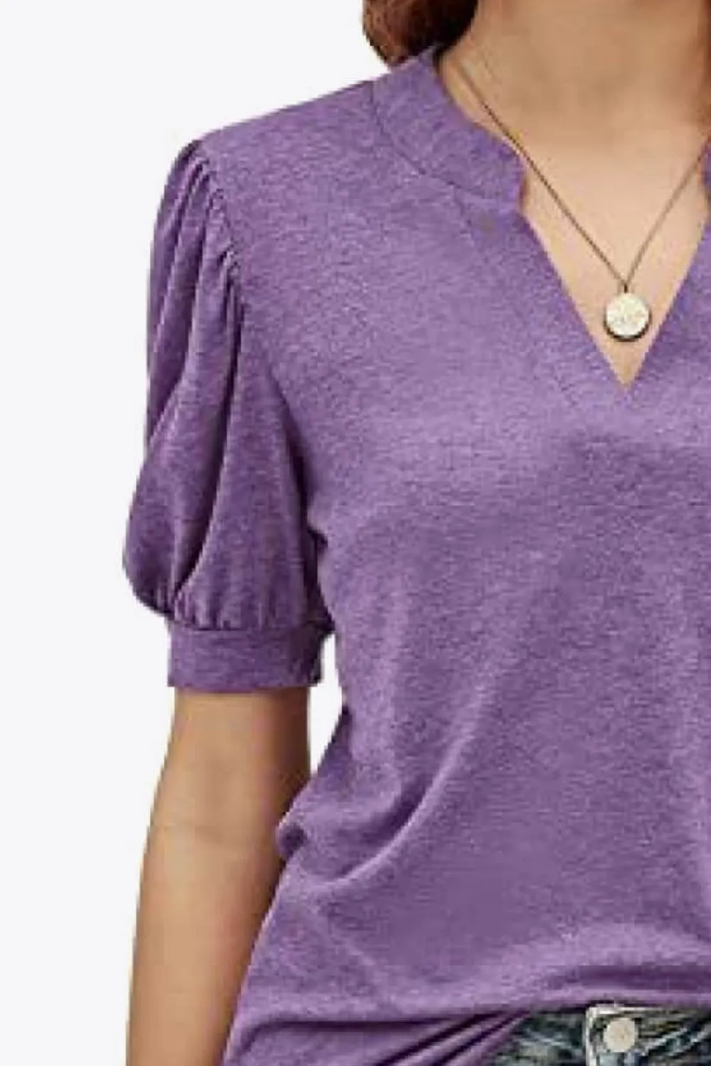 Notched Neck Puff Sleeve Tee sold by Gigi Laurent product image thumbnail 3