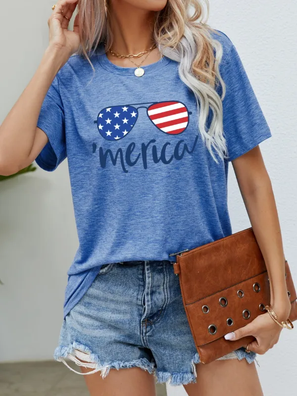US Flag Glasses Graphic Tee sold by Gigi Laurent