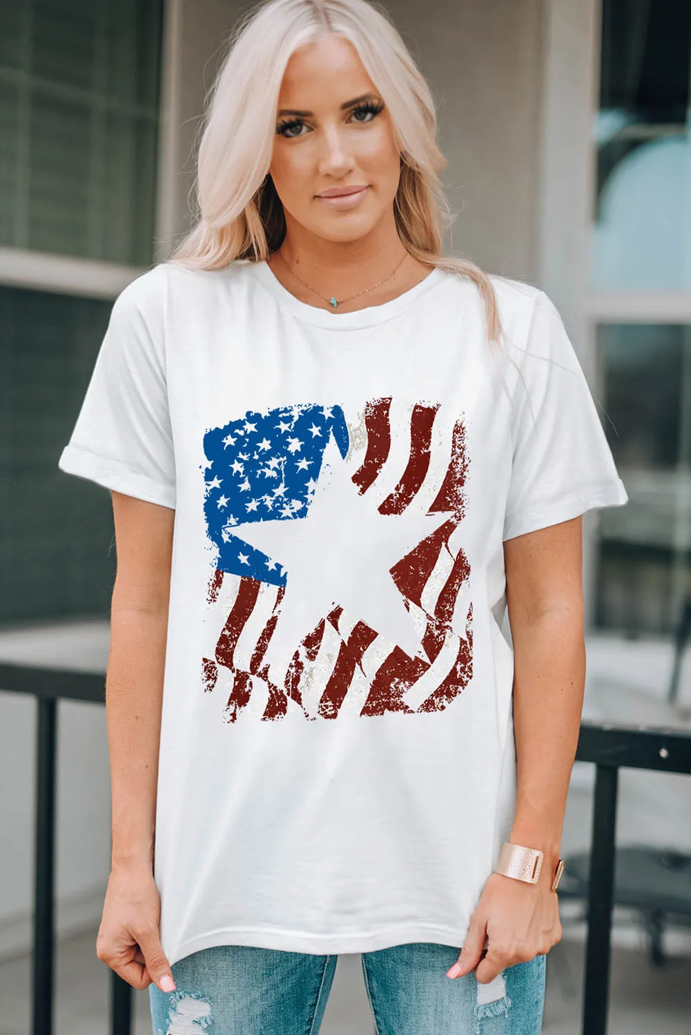US Flag Graphic Round Neck Tee sold by Gigi Laurent product image thumbnail 4