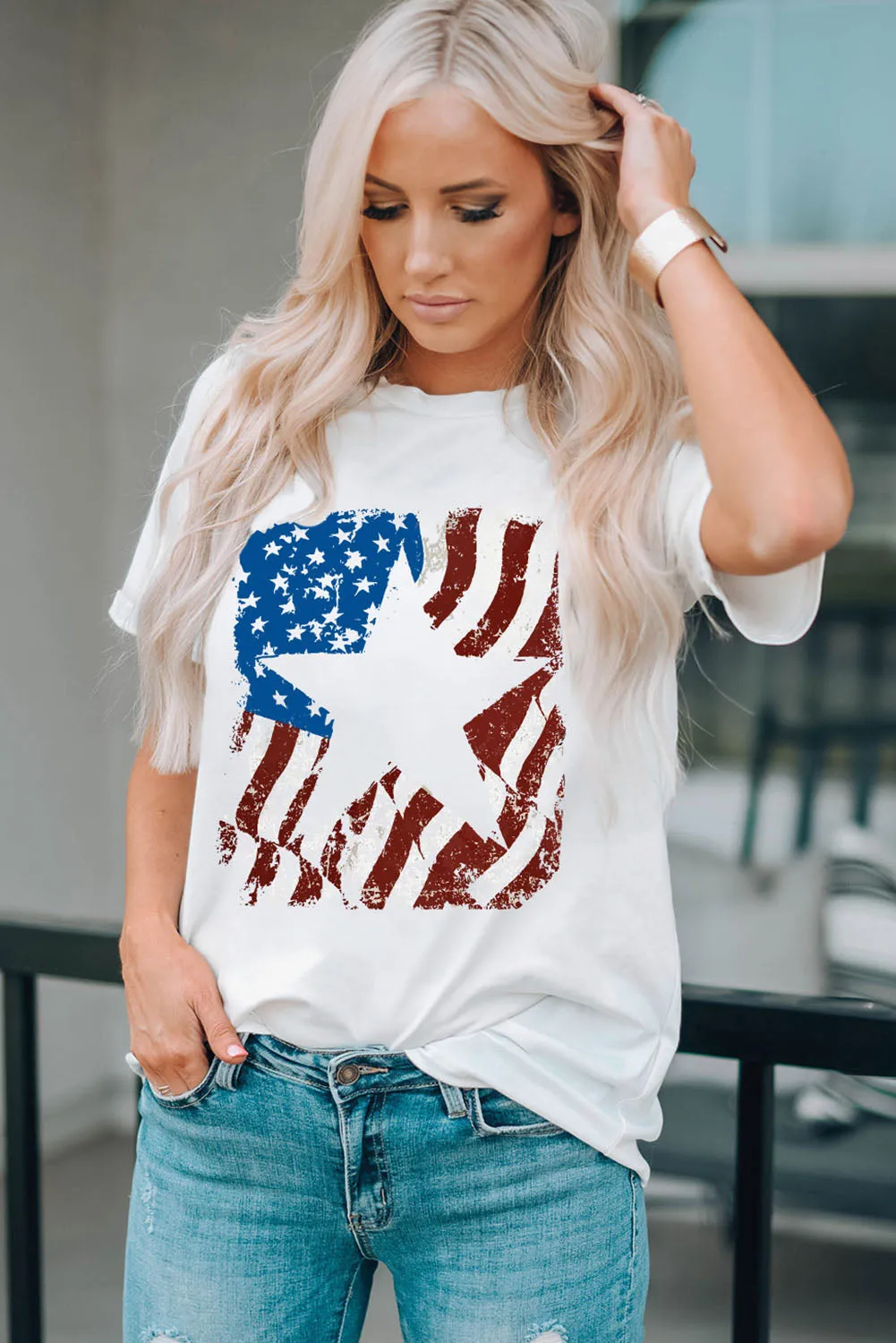 US Flag Graphic Round Neck Tee sold by Gigi Laurent product image thumbnail 2