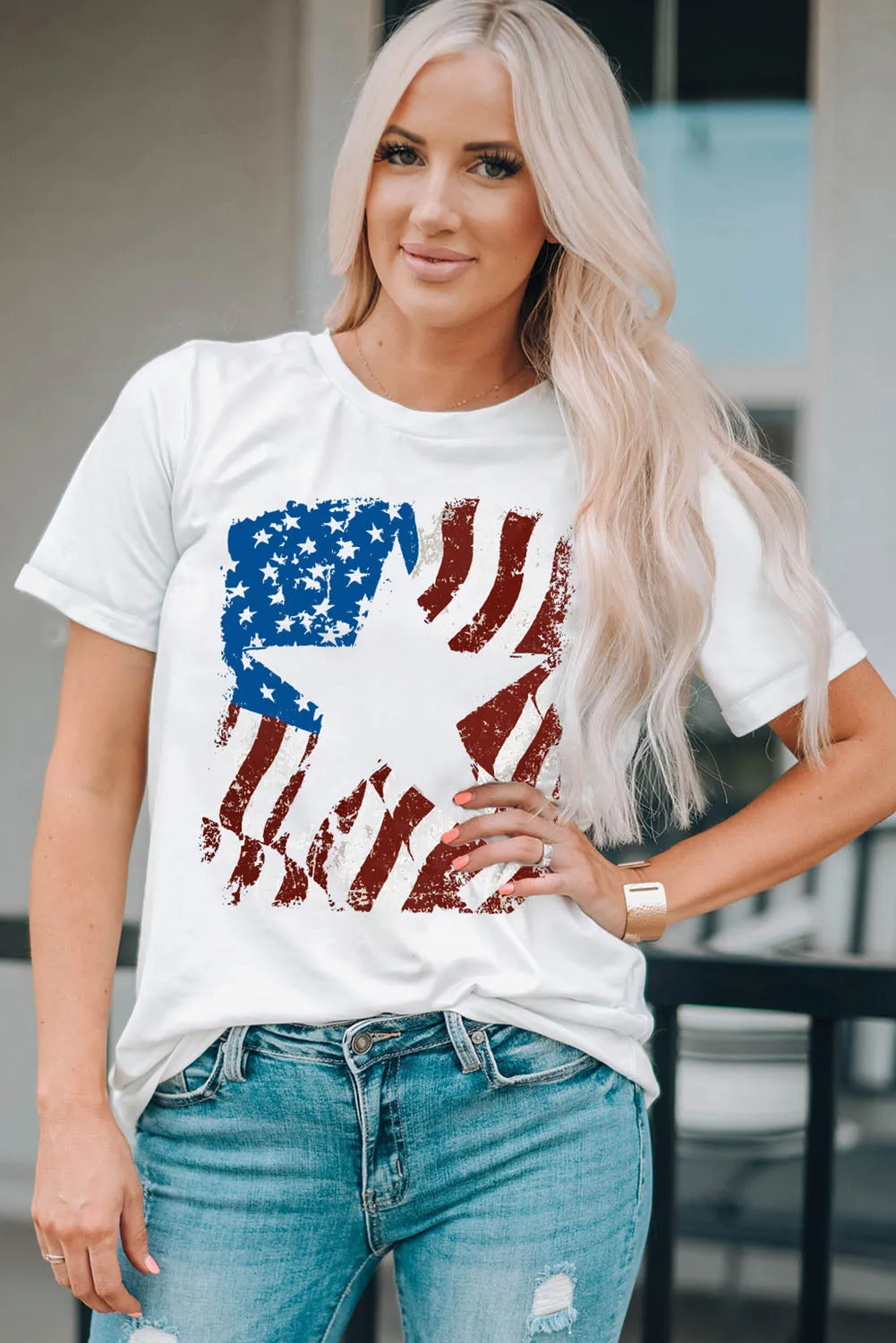 US Flag Graphic Round Neck Tee sold by Gigi Laurent