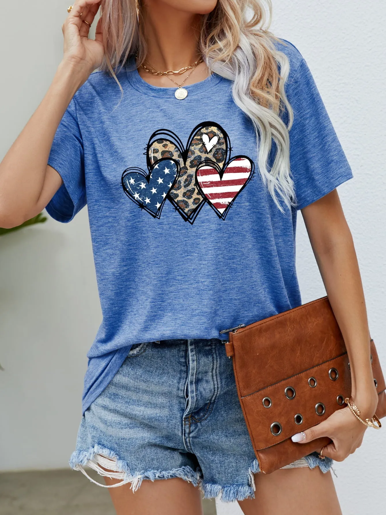 US Flag Leopard Heart Graphic Tee sold by Gigi Laurent product image thumbnail 4