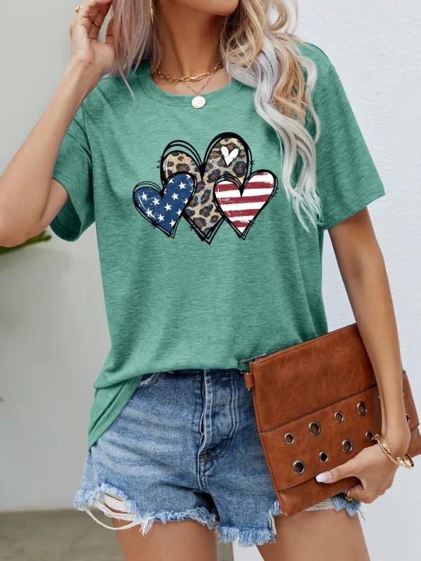 US Flag Leopard Heart Graphic Tee sold by Gigi Laurent