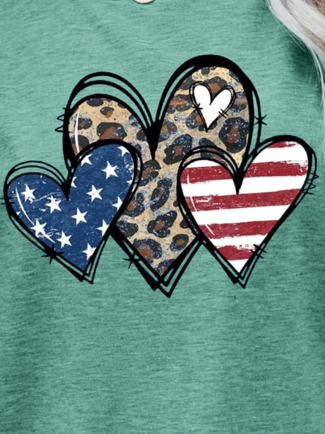 US Flag Leopard Heart Graphic Tee sold by Gigi Laurent product image thumbnail 3