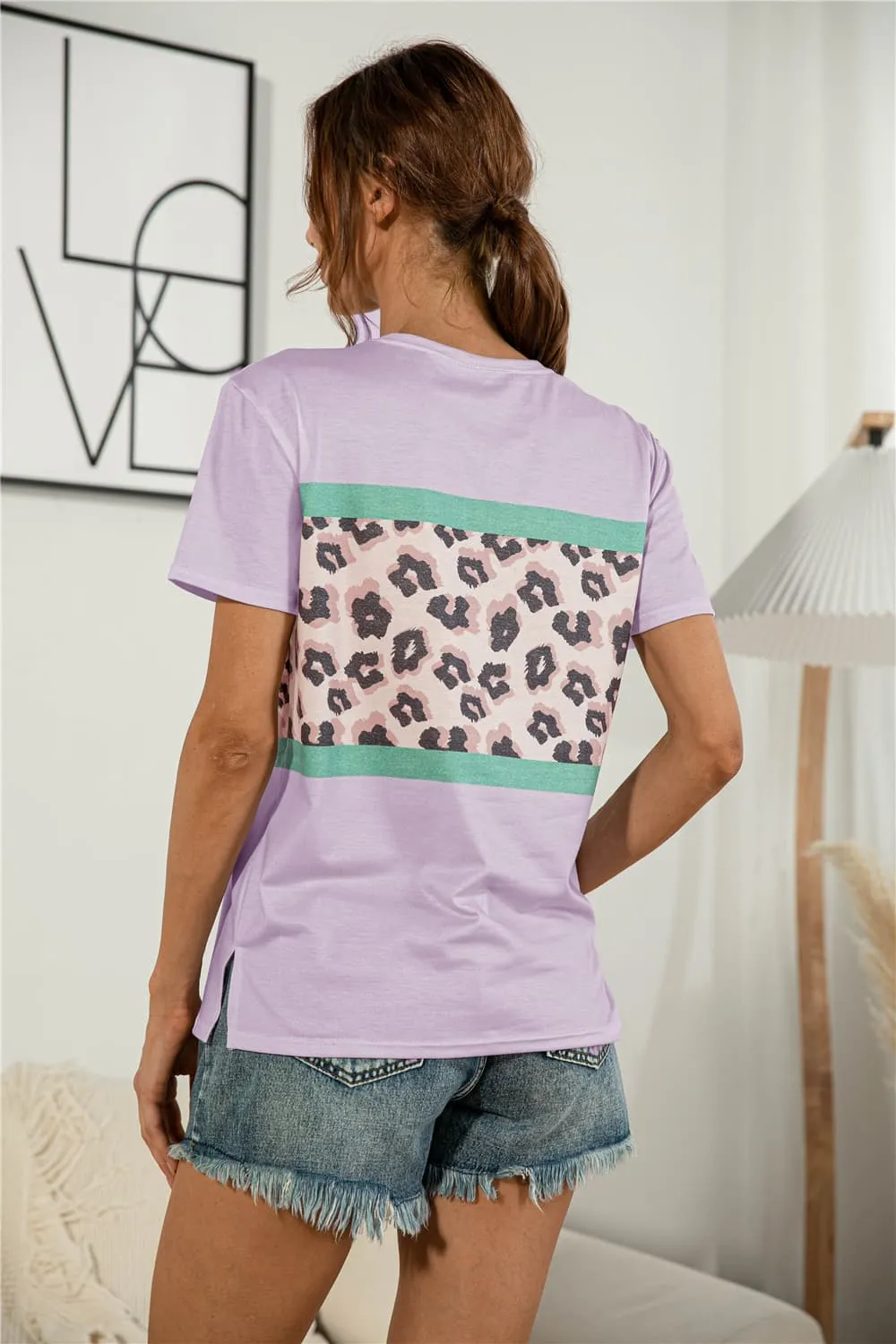 Leopard Color Block Side Slit Tee sold by Gigi Laurent product image thumbnail 2