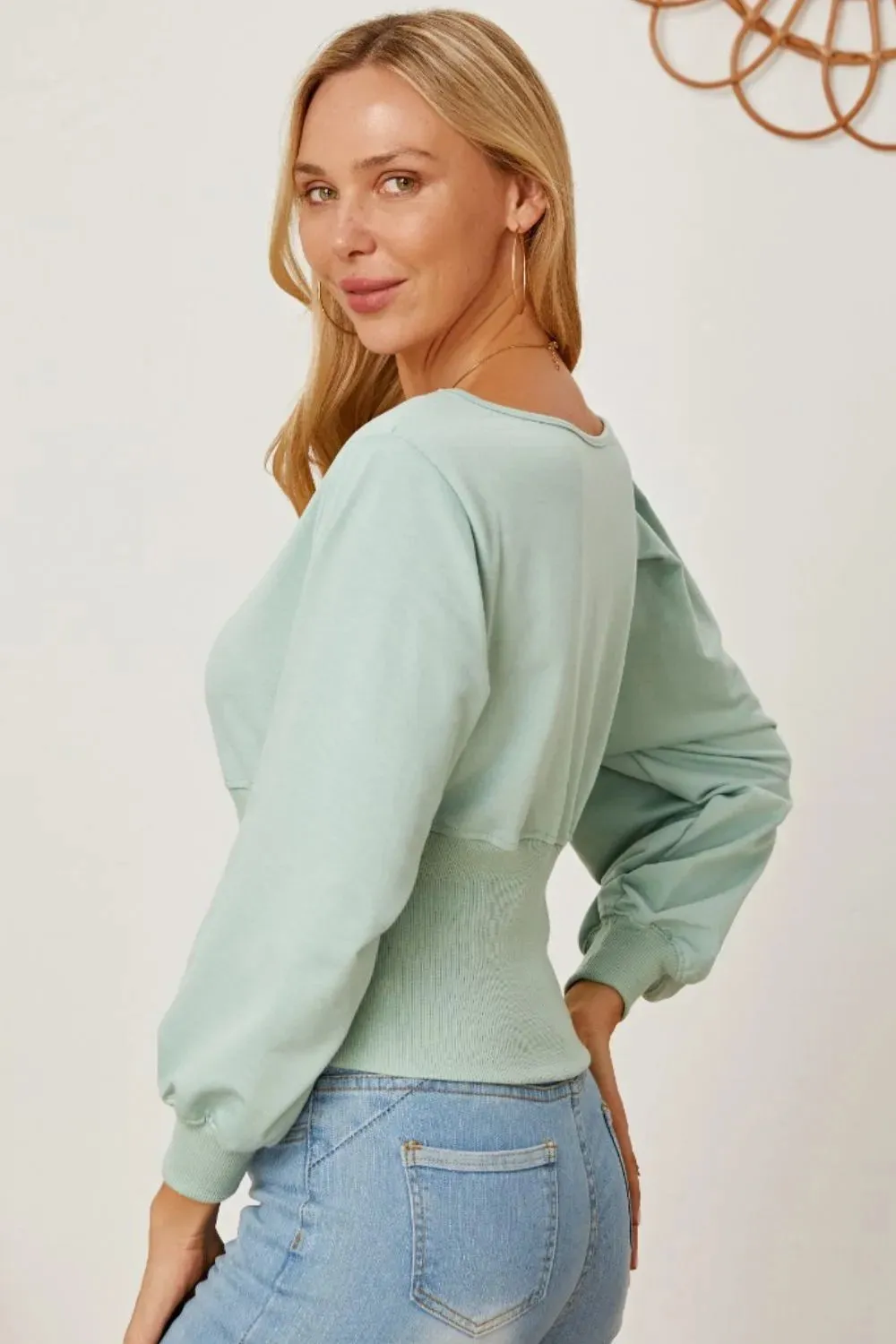 Boat Neck Lantern Sleeve Blouse sold by Gigi Laurent product image thumbnail 3