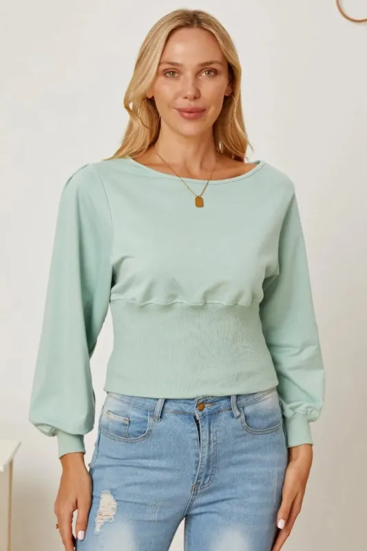Boat Neck Lantern Sleeve Blouse made by Gigi Laurent