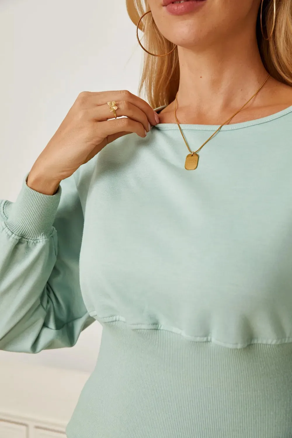 Boat Neck Lantern Sleeve Blouse sold by Gigi Laurent product image thumbnail 4