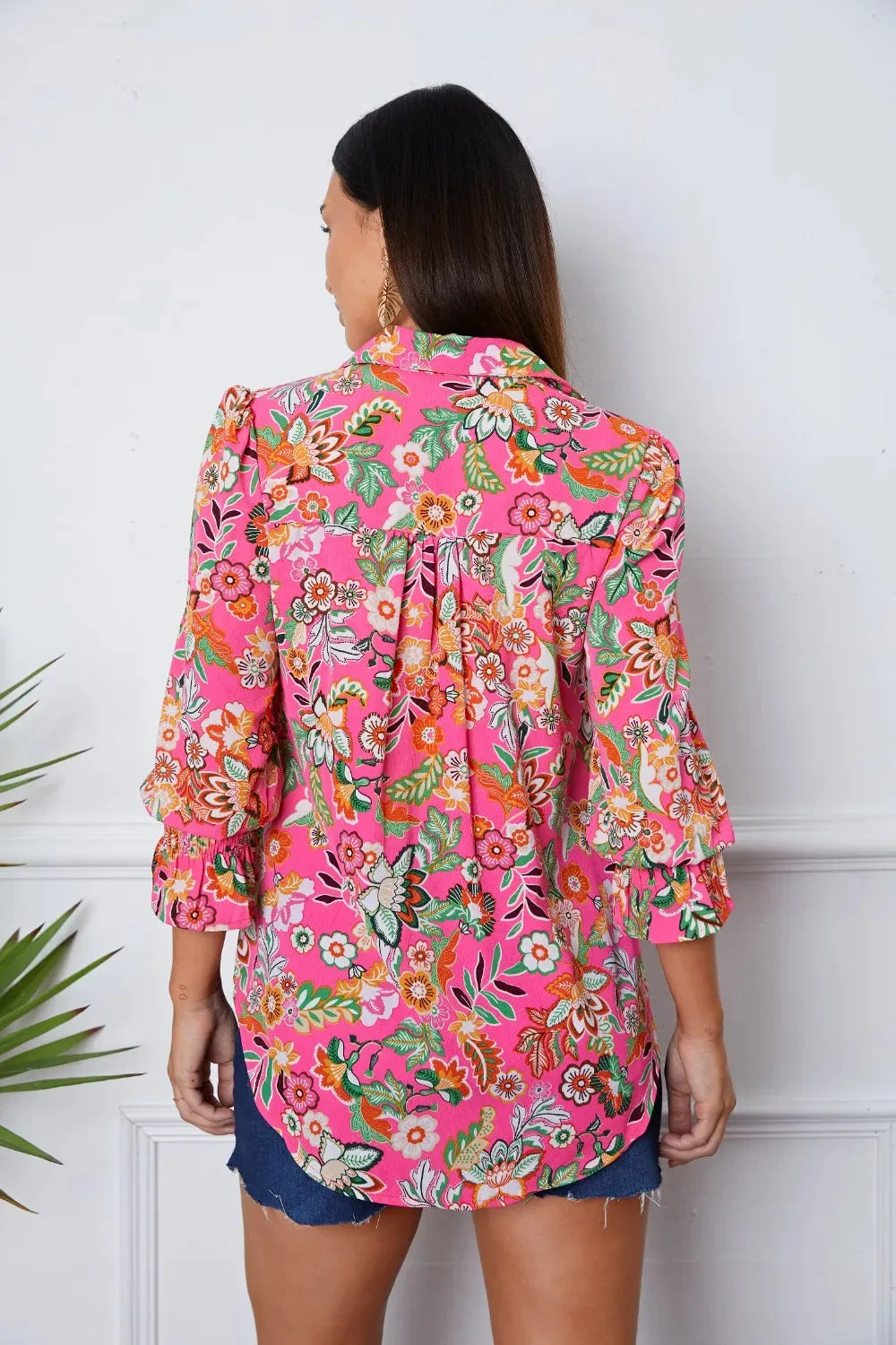 Floral Button Up Flounce Sleeve Shirt sold by Gigi Laurent product image thumbnail 2