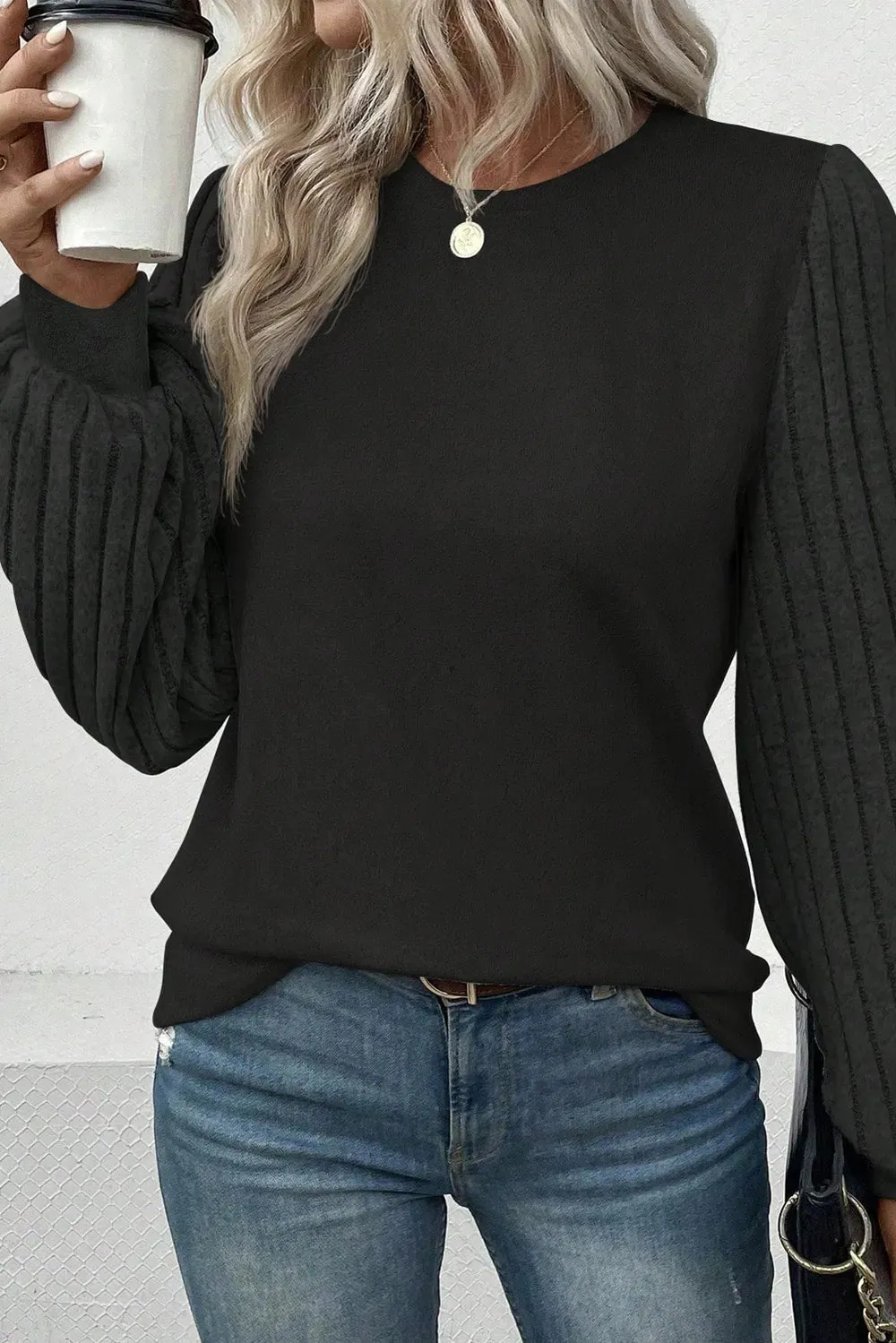 Ribbed Round Neck Long Sleeve Knit Top sold by Gigi Laurent product image thumbnail 2
