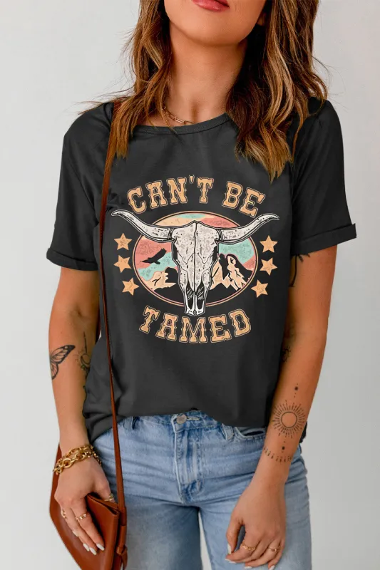 CAN'T BE TAMED Graphic Short Sleeve Tee sold by Gigi Laurent