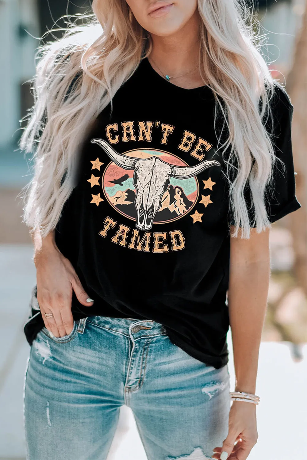 CAN'T BE TAMED Graphic Short Sleeve Tee sold by Gigi Laurent product image thumbnail 3