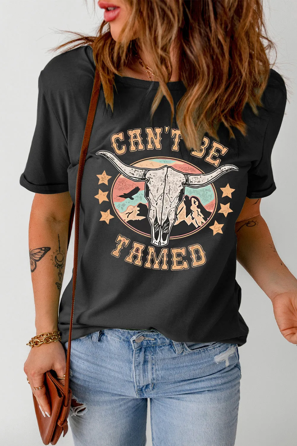 CAN'T BE TAMED Graphic Short Sleeve Tee sold by Gigi Laurent product image thumbnail 2