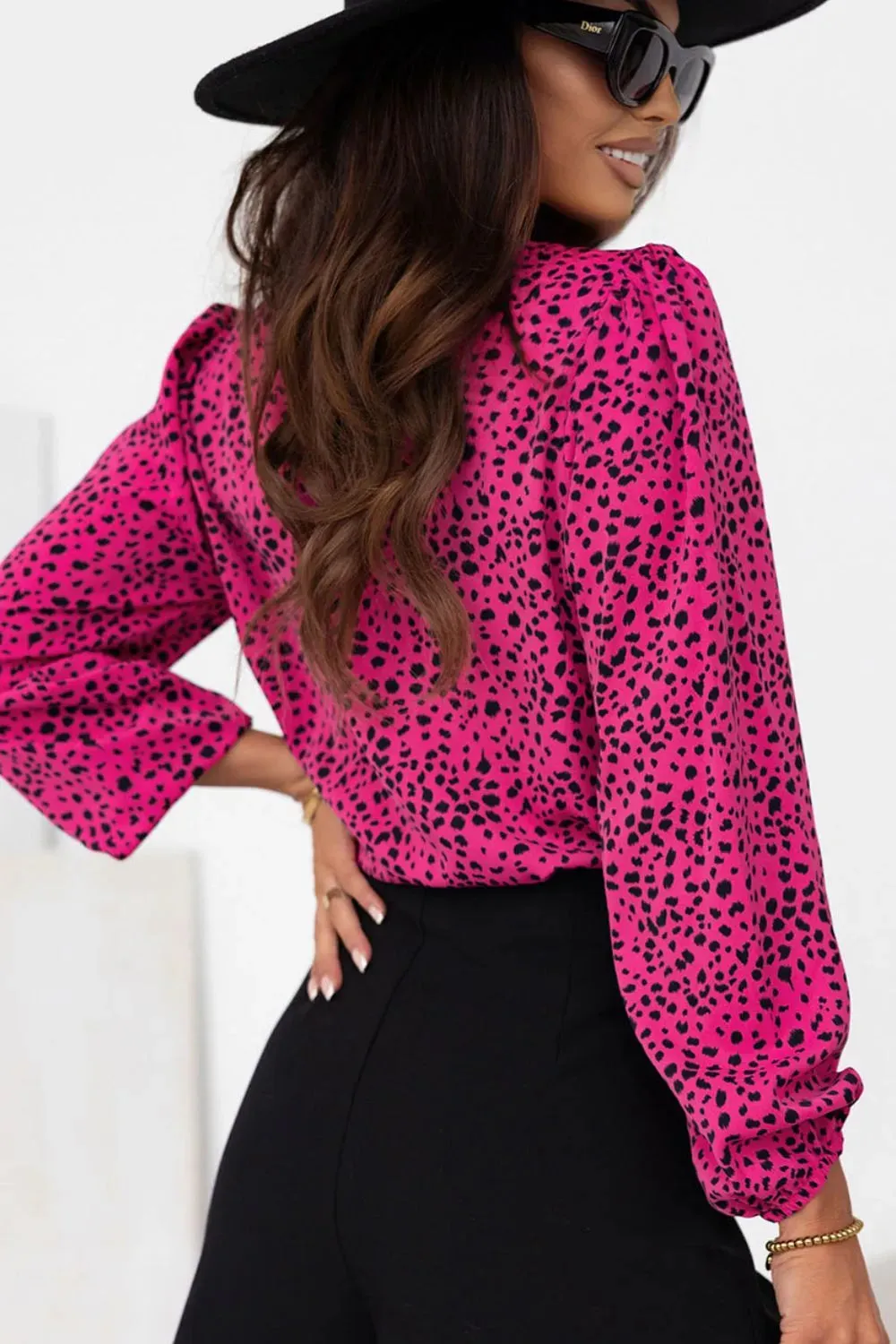 Leopard Round Neck Balloon Sleeve Blouse sold by Gigi Laurent product image thumbnail 2