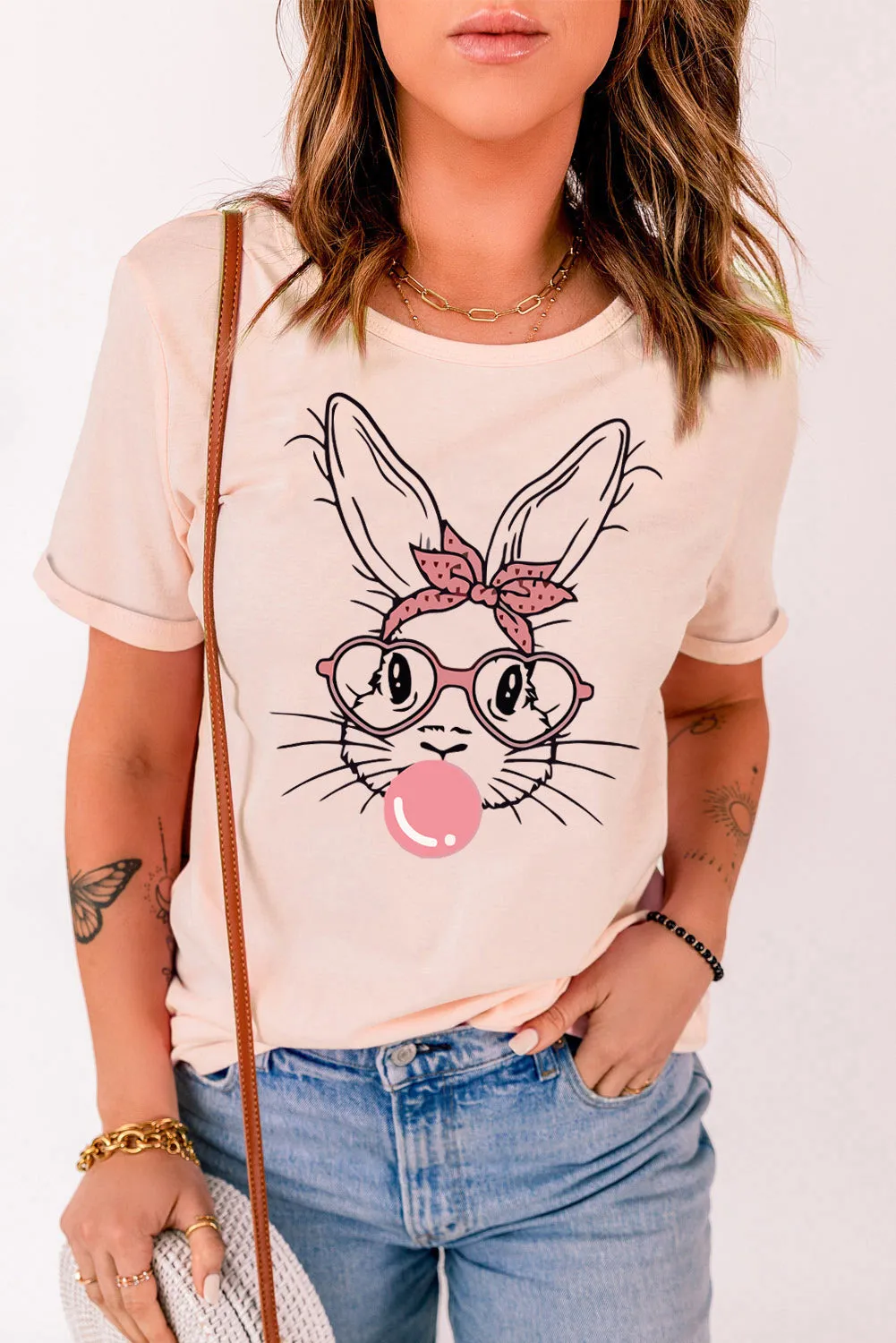 Rabbit Graphic Easter Tee Shirt sold by Gigi Laurent product image thumbnail 4