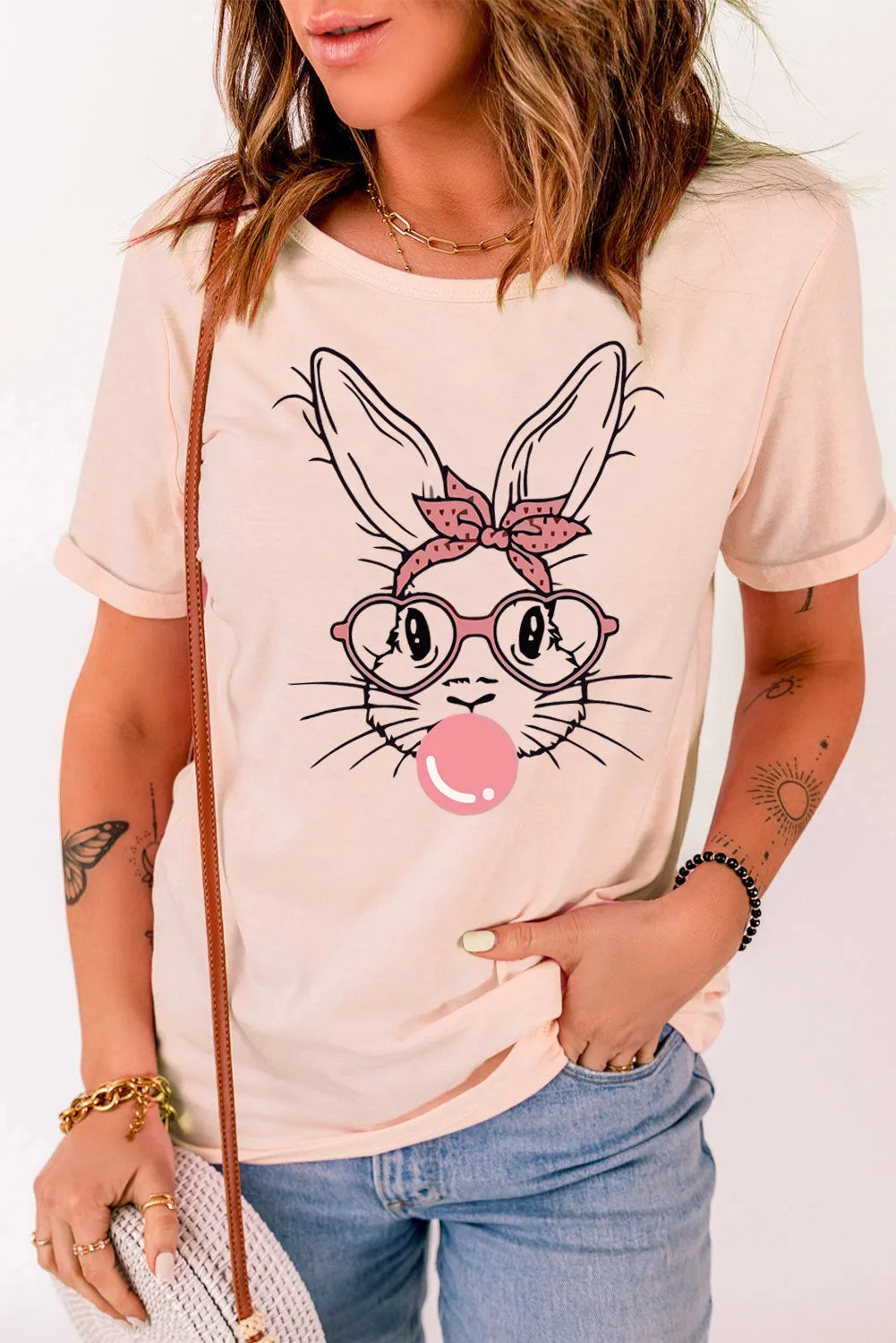 Rabbit Graphic Easter Tee Shirt sold by Gigi Laurent product image thumbnail 3