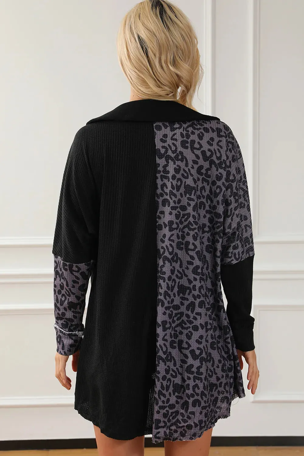 Half Button Leopard Collared Neck Blouse sold by Gigi Laurent product image thumbnail 2