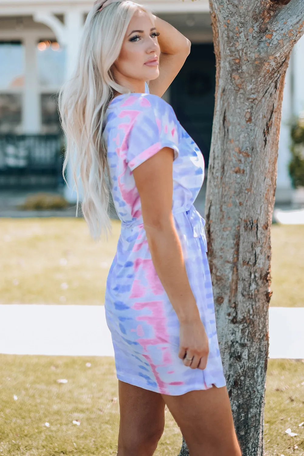 Women Tie-Dye Belted T-Shirt Dress sold by Gigi Laurent product image thumbnail 4