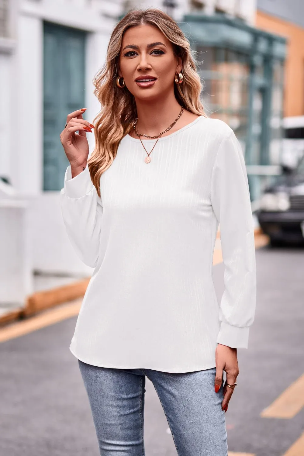 Round Neck Long Sleeve Tee sold by Gigi Laurent product image thumbnail 5
