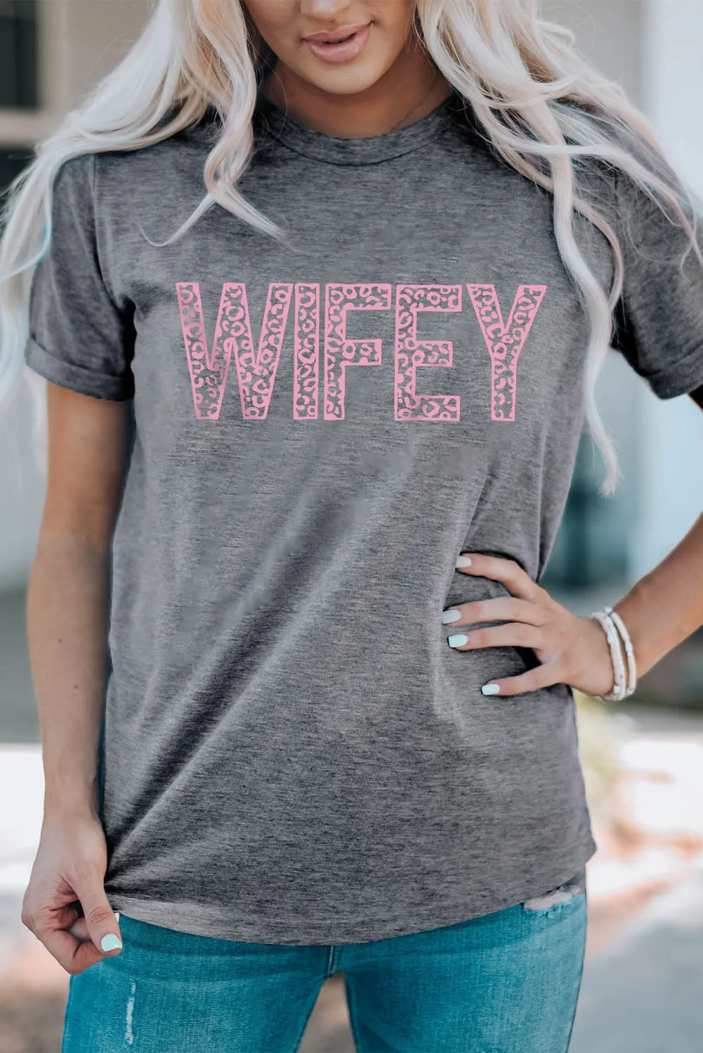 WIFEY Leopard Graphic Short Sleeve Tee sold by Gigi Laurent product image thumbnail 3