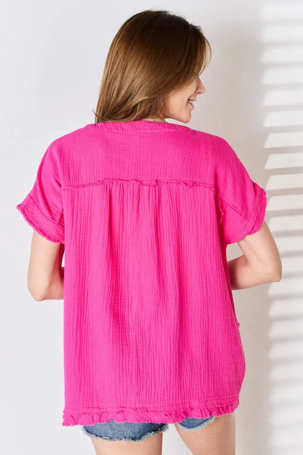 Zenana Full Size Raw Hem Short Sleeve Top sold by Gigi Laurent product image thumbnail 2