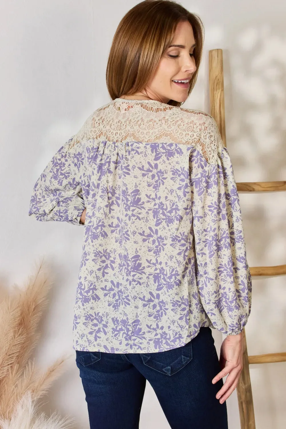 Hailey & Co Full Size Lace Detail Printed Blouse sold by Gigi Laurent product image thumbnail 2