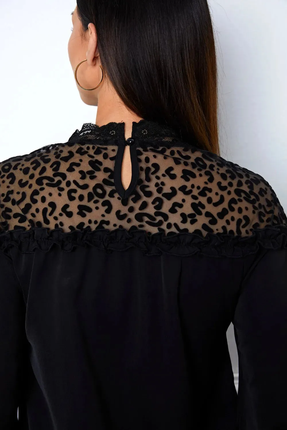 Leopard Frill Flounce Sleeve Blouse sold by Gigi Laurent product image thumbnail 5