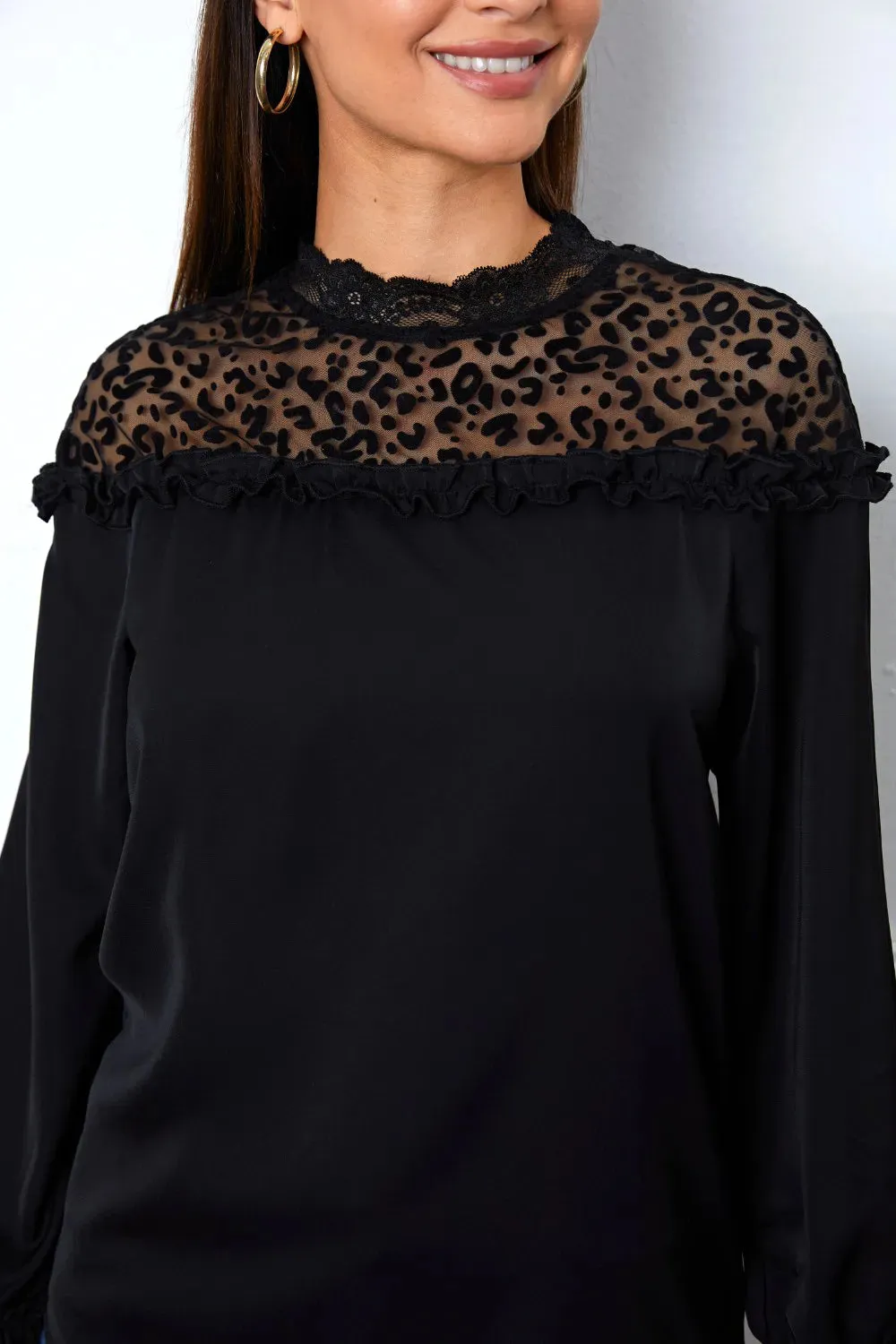 Leopard Frill Flounce Sleeve Blouse sold by Gigi Laurent product image thumbnail 4