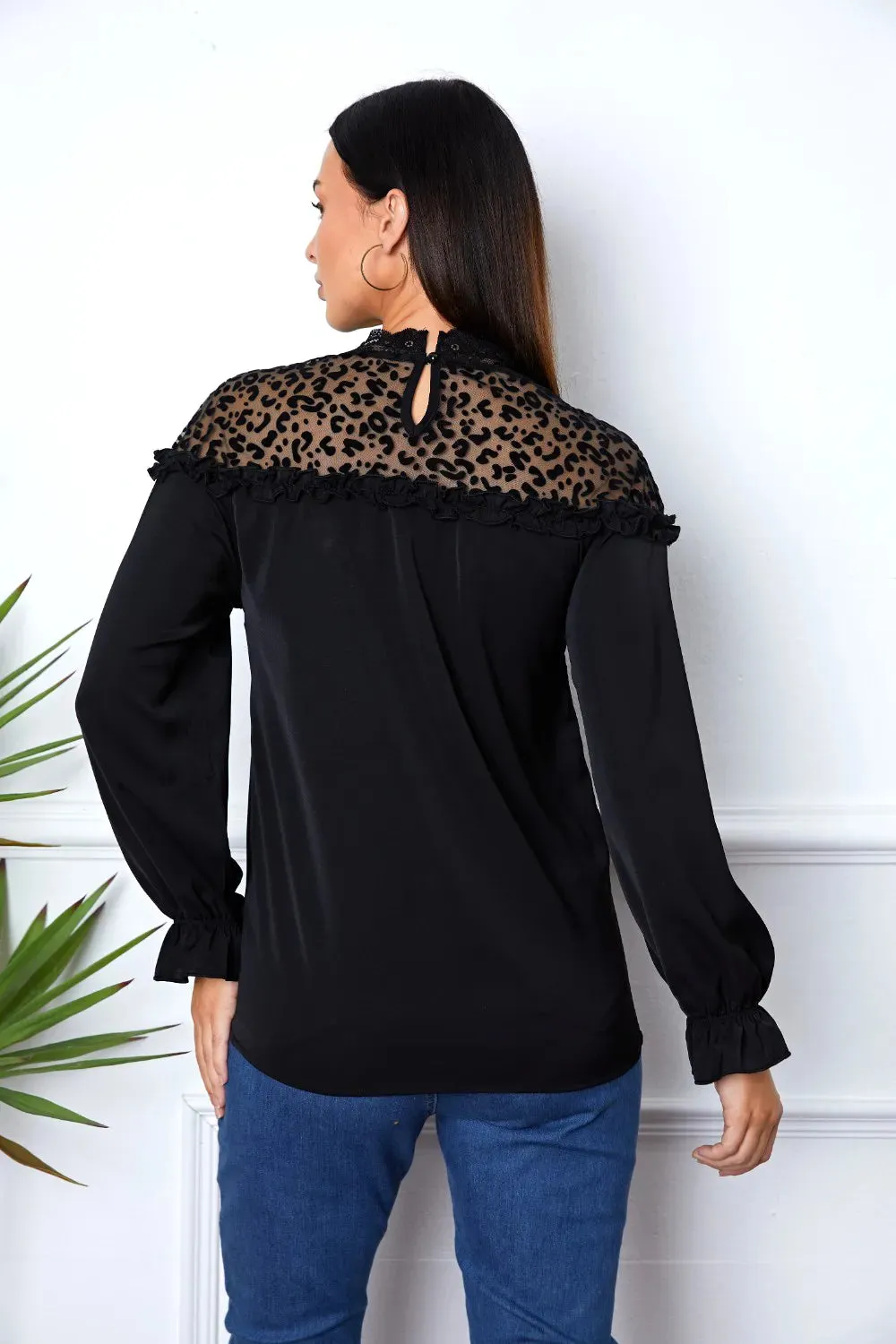 Leopard Frill Flounce Sleeve Blouse sold by Gigi Laurent product image thumbnail 3