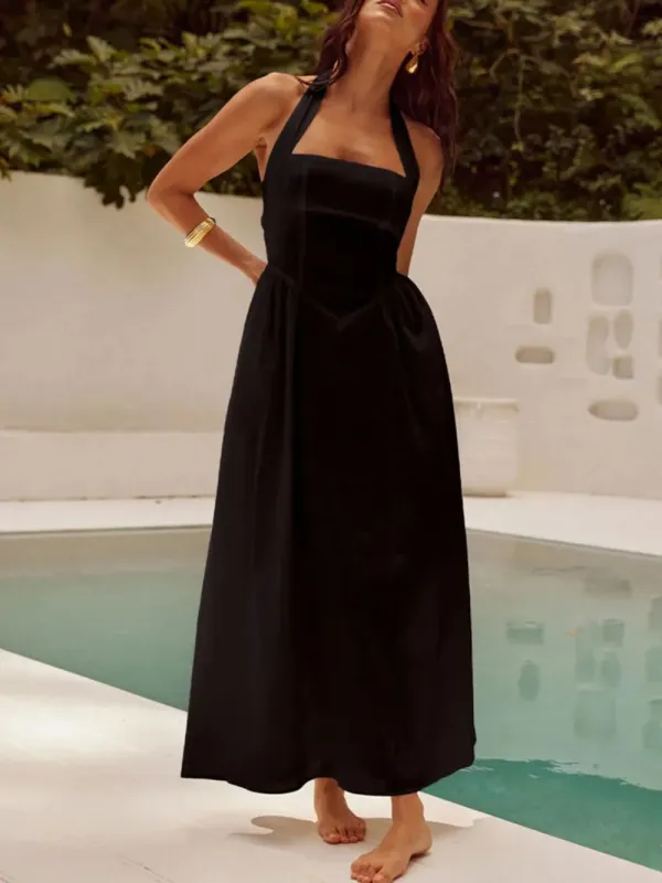Devine Ruched Halter Neck Midi Dress sold by Gigi Laurent