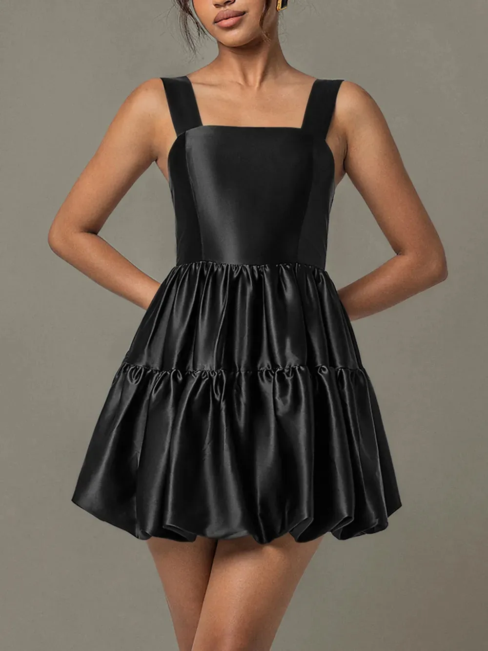 Ruched Square Neck Wide Strap Mini Dress sold by Gigi Laurent product image thumbnail 5
