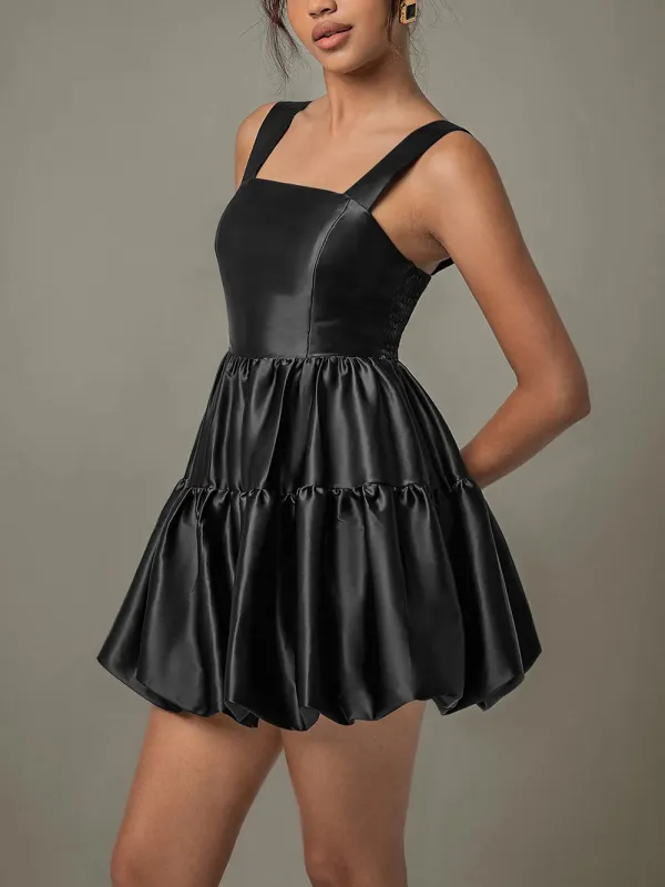Ruched Square Neck Wide Strap Mini Dress sold by Gigi Laurent