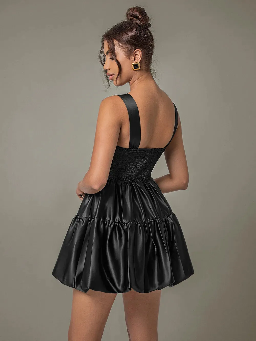 Ruched Square Neck Wide Strap Mini Dress sold by Gigi Laurent product image thumbnail 2