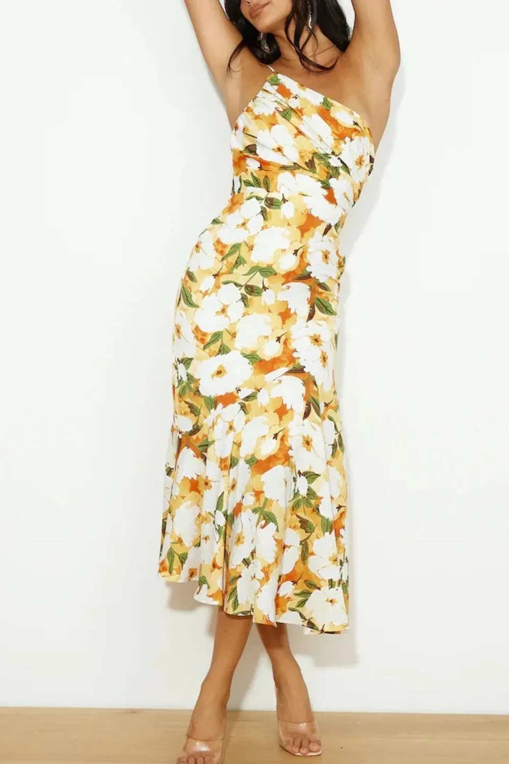 Ruched Printed Single Shoulder Midi Dress sold by Gigi Laurent product image thumbnail 2