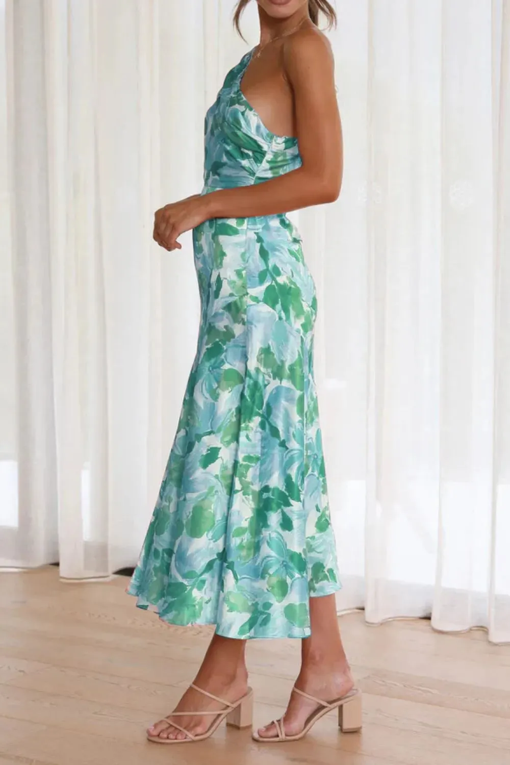 Ruched Printed Single Shoulder Midi Dress sold by Gigi Laurent product image thumbnail 4