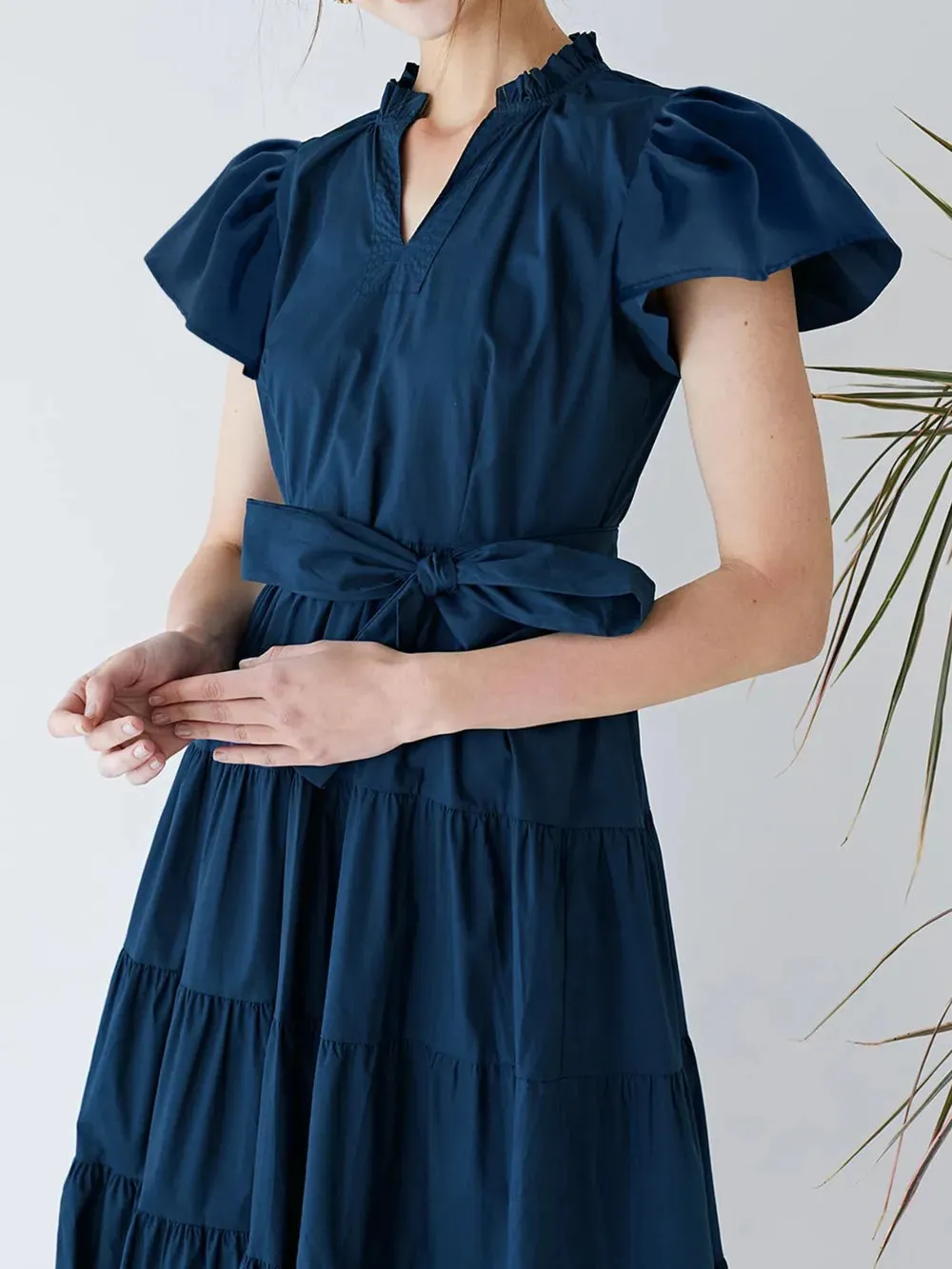 Ruched Tiered Notched Short Sleeve Dress sold by Gigi Laurent product image thumbnail 4