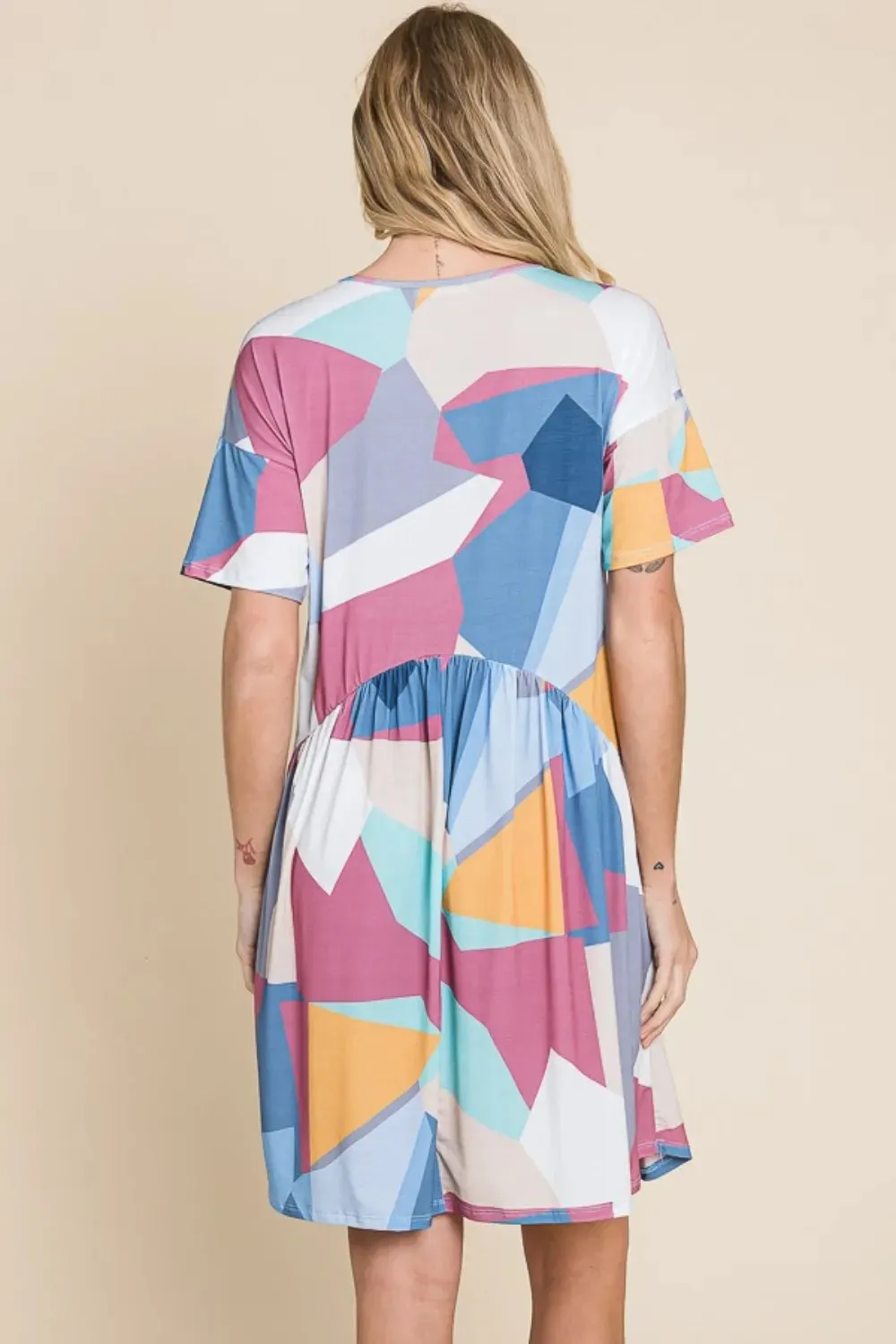 BOMBOM Ruched Color Block Short Sleeve Dress sold by Gigi Laurent product image thumbnail 2