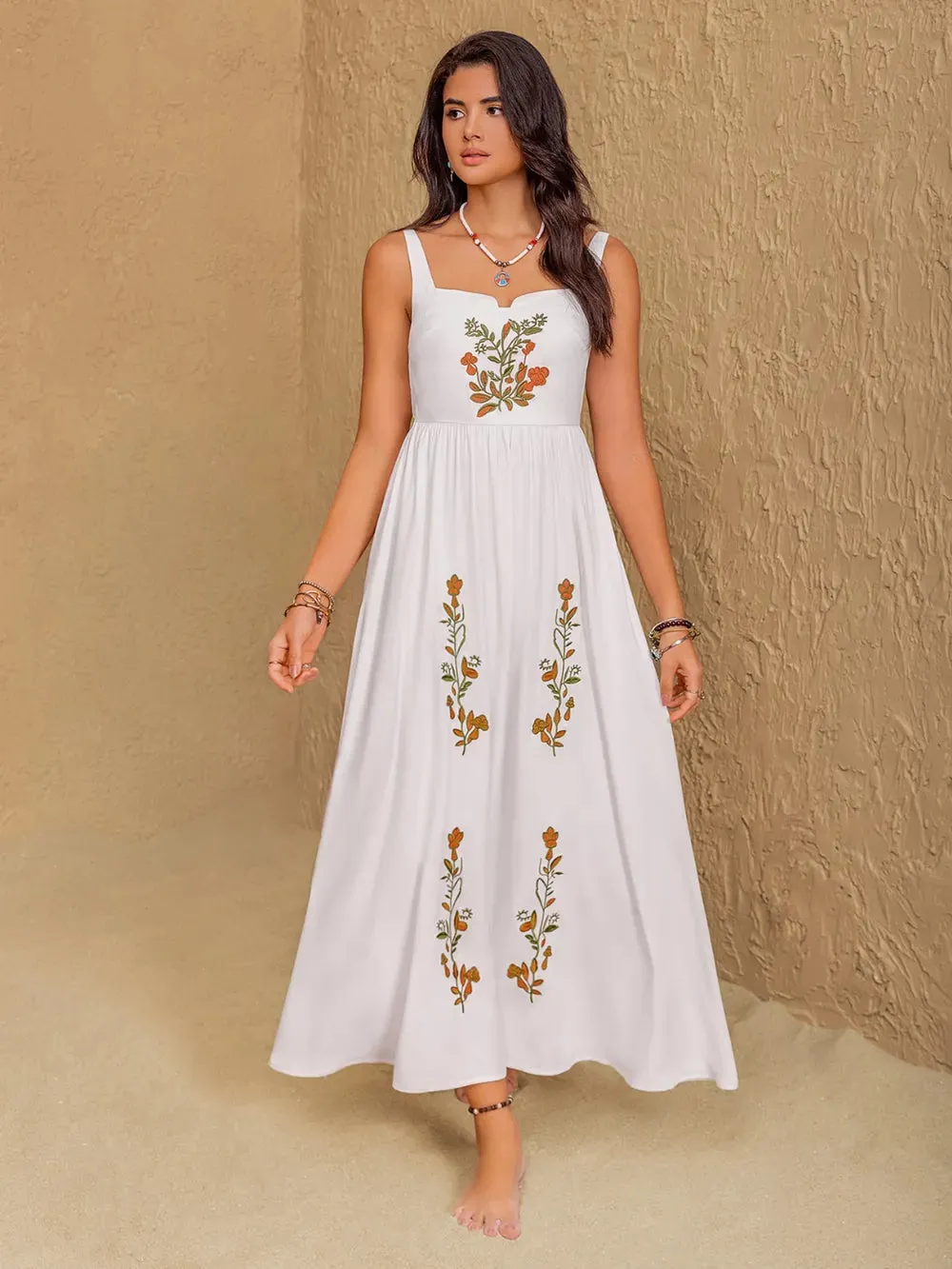 Floral Embroidered Sleeveless Maxi Dress sold by Gigi Laurent