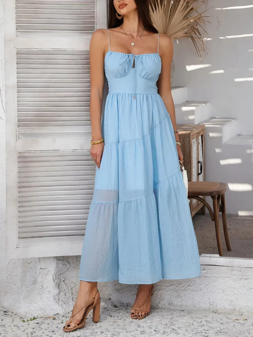 Devine Smocked Tiered Maxi Cami Dress sold by Gigi Laurent product image thumbnail 3