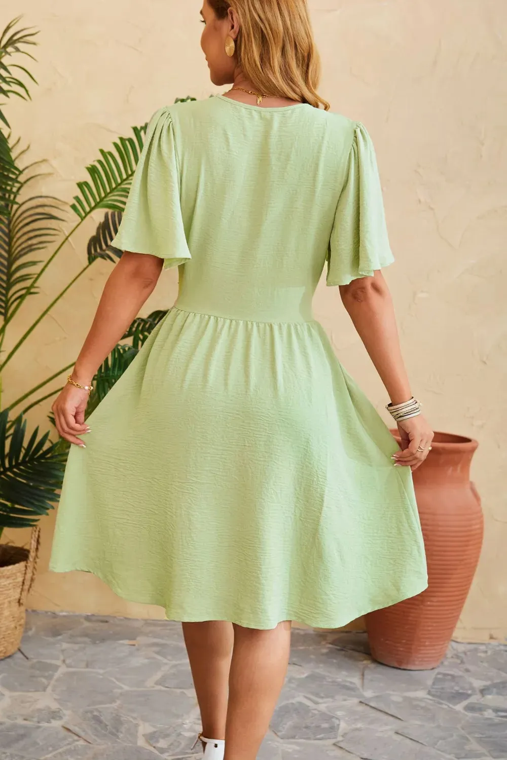 Ruched Surplice Short Sleeve Dress sold by Gigi Laurent product image thumbnail 3