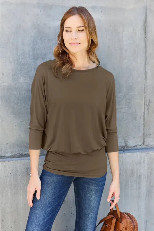 Basic Bae Full Size Round Neck Batwing Sleeve Top sold by Gigi Laurent