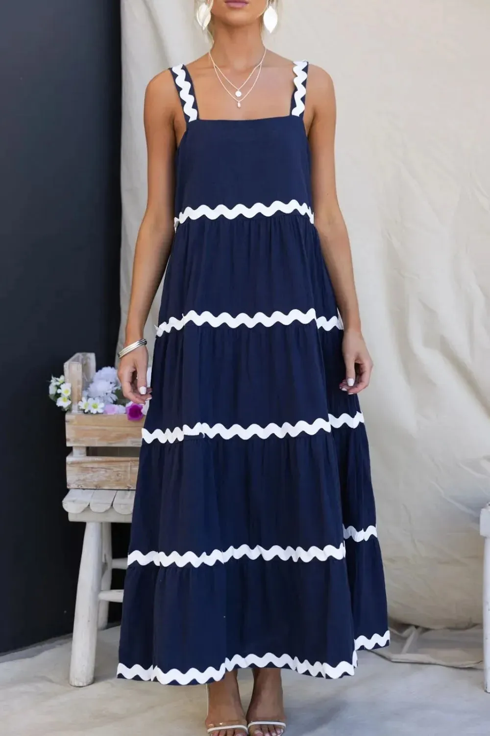 Contrast Trim Square Neck Dress sold by Gigi Laurent product image thumbnail 2