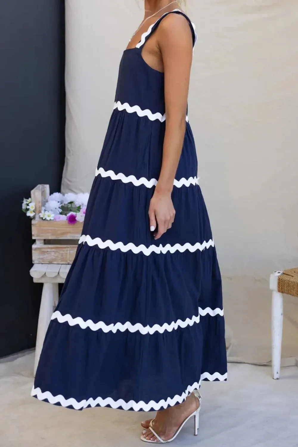 Contrast Trim Square Neck Dress sold by Gigi Laurent product image thumbnail 4