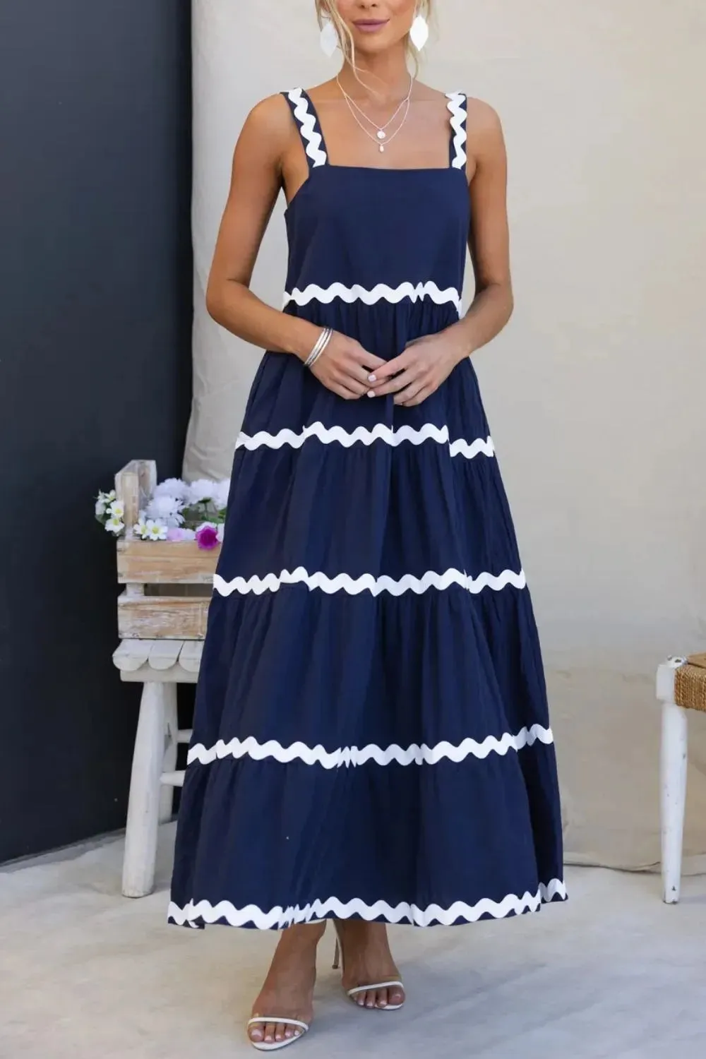 Contrast Trim Square Neck Dress sold by Gigi Laurent product image thumbnail 3