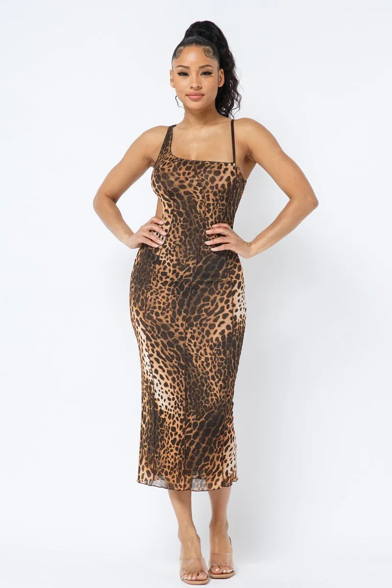 Animal Print Midi Dress With Strap sold by Gigi Laurent