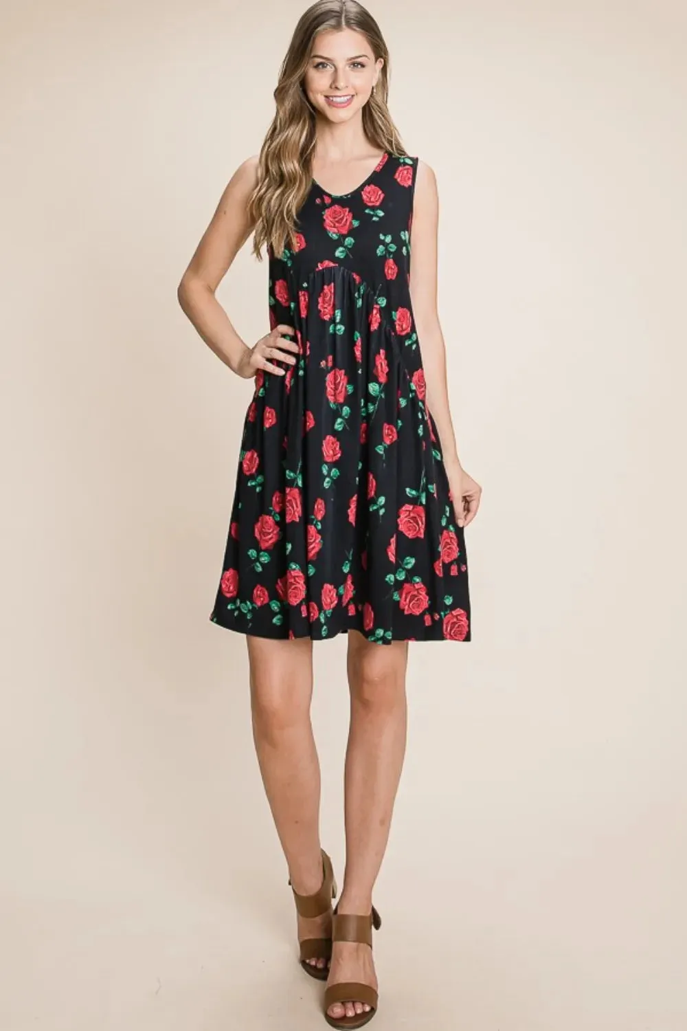 BOMBOM Floral Ruched Tank Dress sold by Gigi Laurent product image thumbnail 5