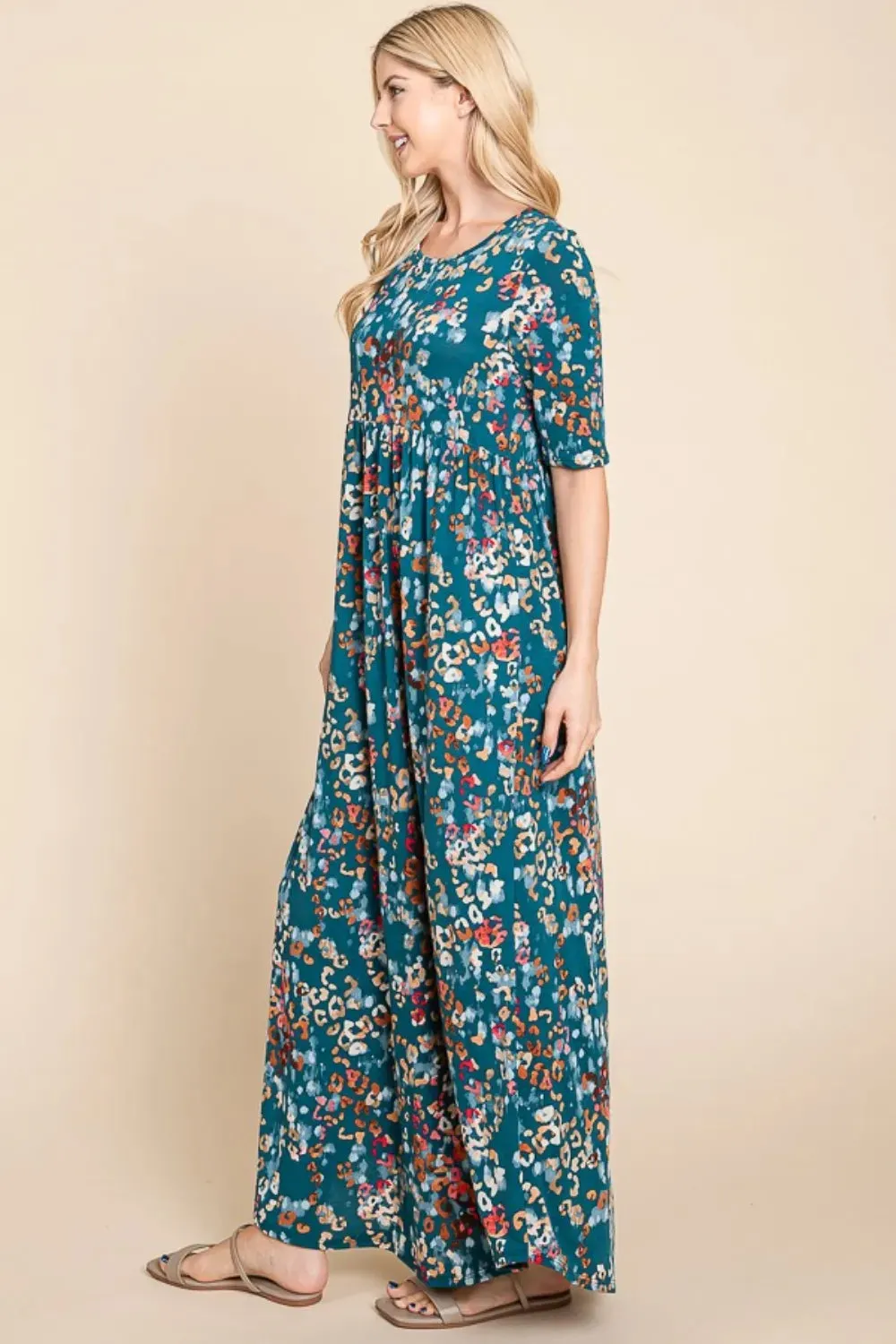 BOMBOM Printed Shirred Maxi Dress sold by Gigi Laurent product image thumbnail 4