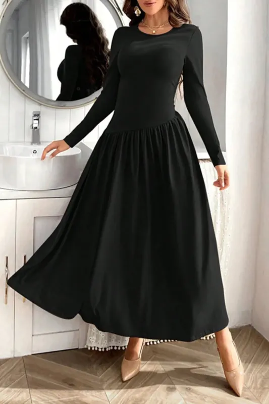 Ruched Round Neck Long Sleeve Dress sold by Gigi Laurent